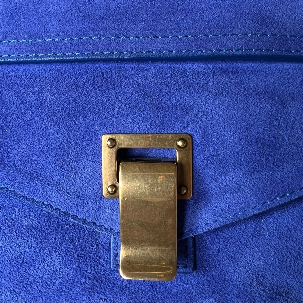 🆕🩷PROENZA SCHOULER Iconic Suede PS1 Shoulder Bag Satchel • *LARGE* • COBALT BLUE